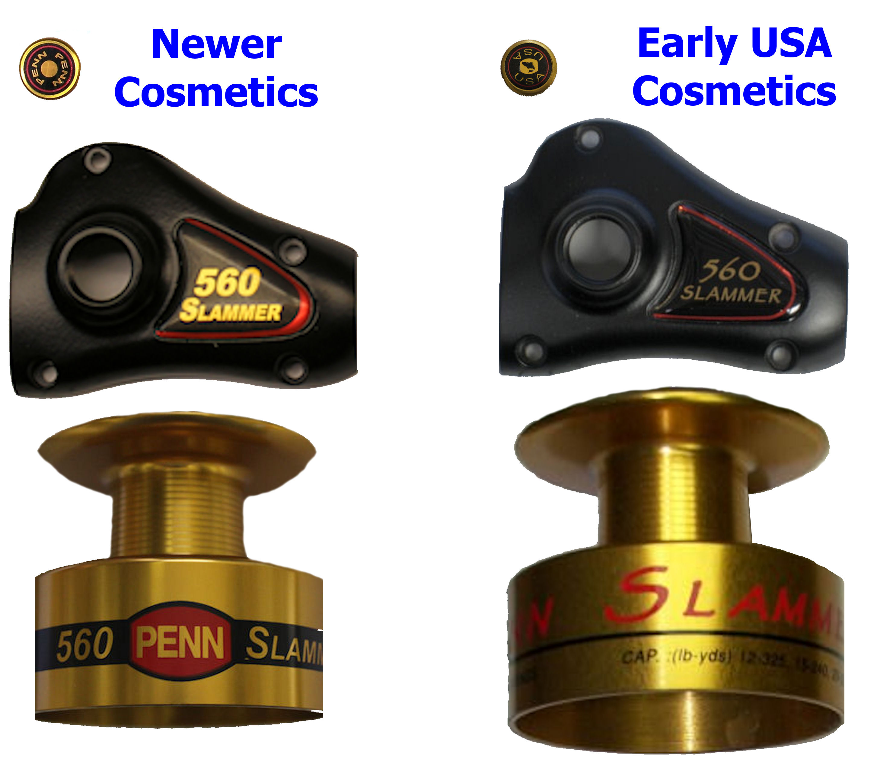 Penn Slammer Series Reel Cosmetic Changes between USA and China made reels.