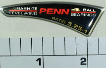 238-340 Decal, Side Plate &quot;Penn and reel speed&quot; &amp; Ratio